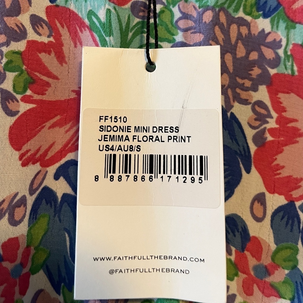 FAITHFULL THE BRAND Sidonie Mini Dress in Jemima Floral Size Small NWT - Picture 6 of 10